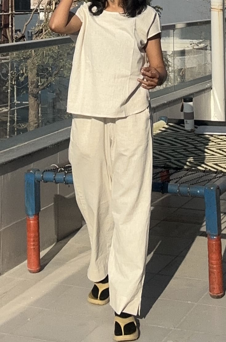 Women's Short Sleeves Khadi Cotton Set