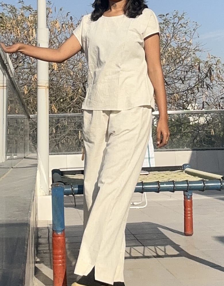 Women's Short Sleeves Khadi Cotton Set