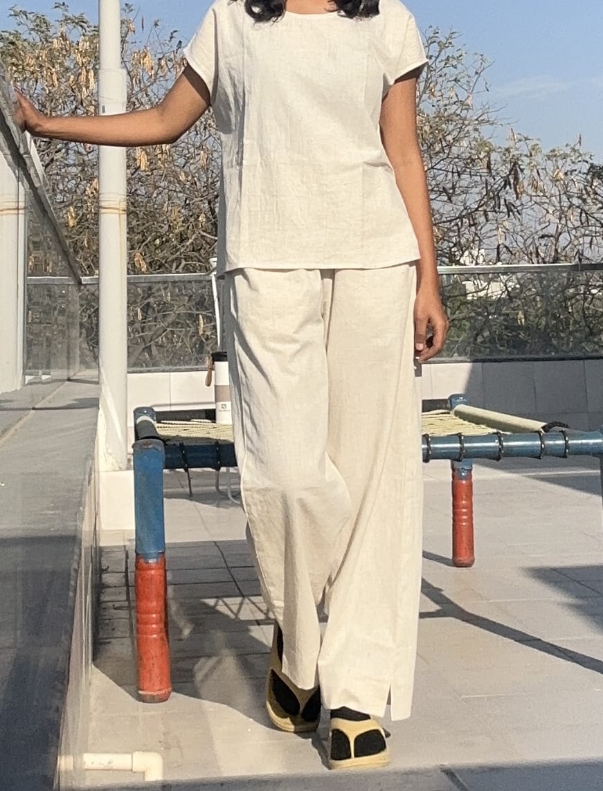 Women's Short Sleeves Khadi Cotton Set