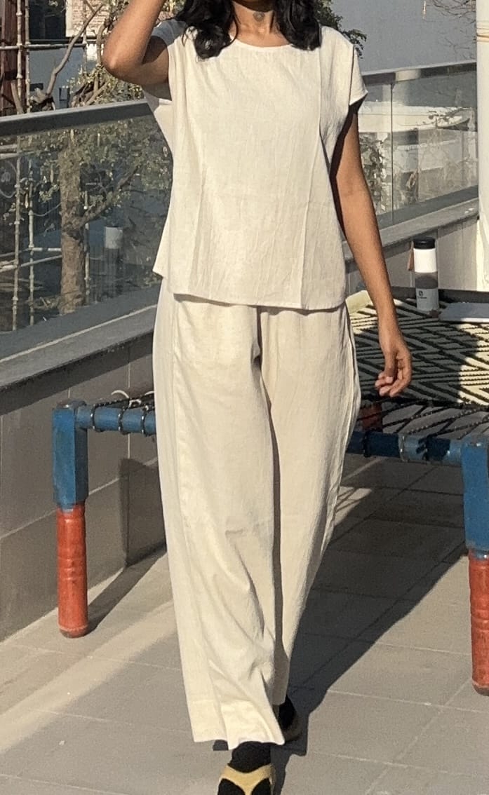 Women's Short Sleeves Khadi Cotton Set