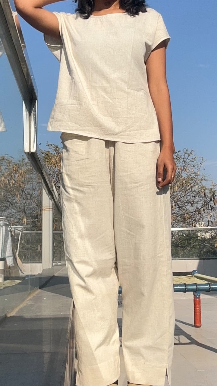Women's Short Sleeves Khadi Cotton Set