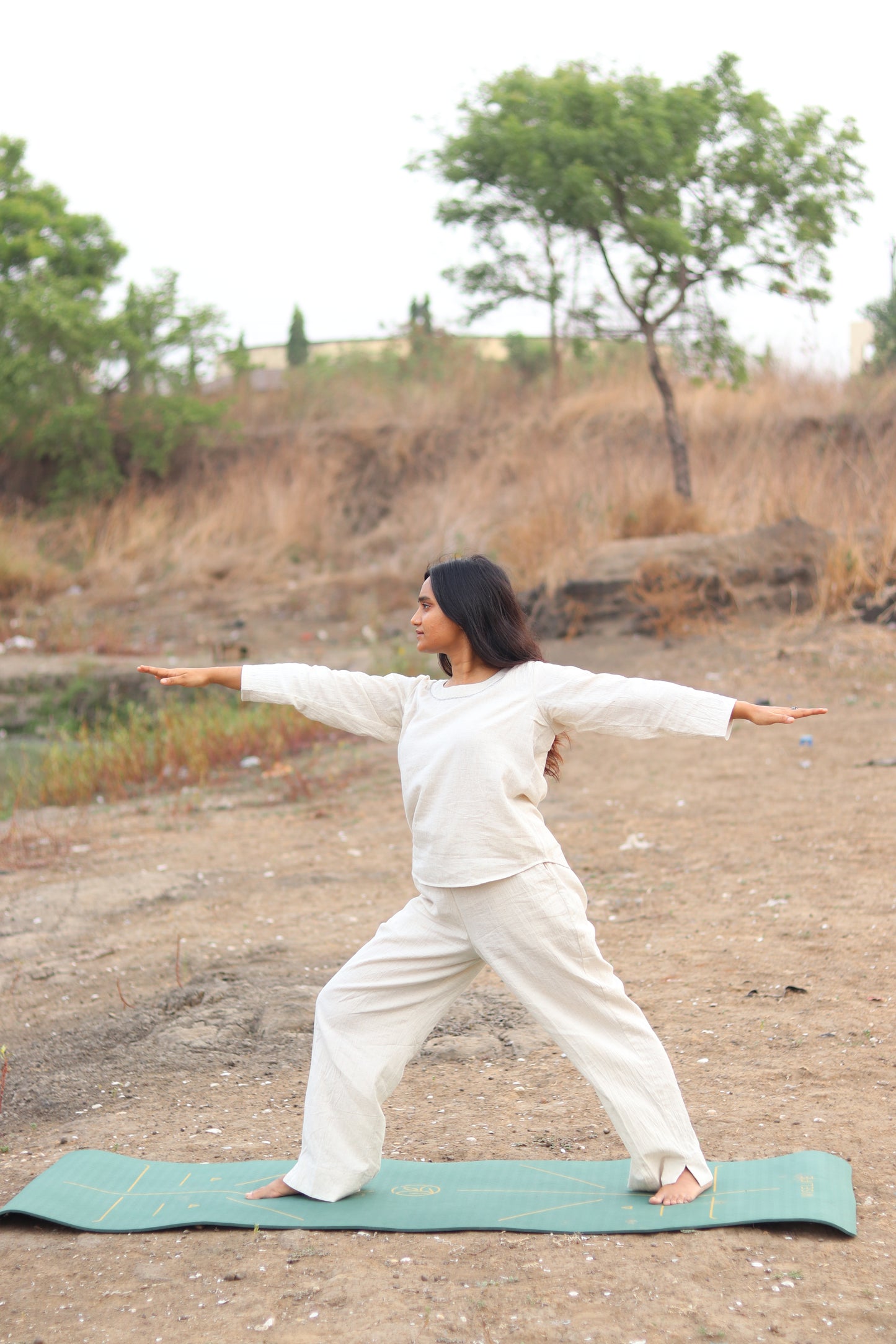 Women's 3/4 Sleeve Top and Bottom Khadi Cotton Set